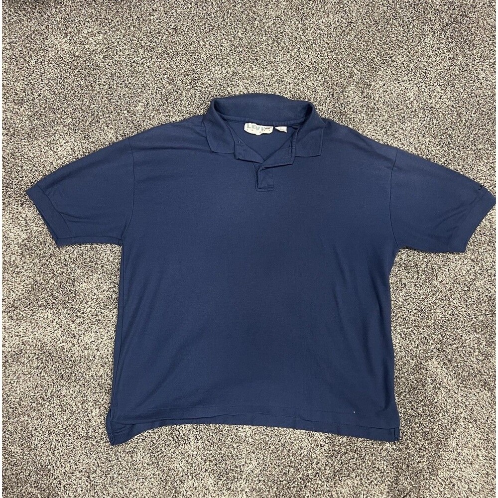 Vintage Men’s Xl Levi’s Jeans Polo T Shirt Blue Button Plain